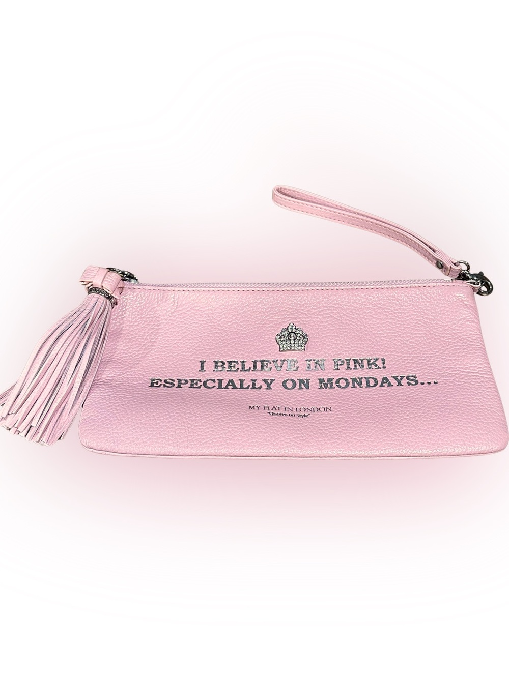 NEW My Flat in London by Brighton Pink Wristlet w/ Tassel Charm & Dust Bag RARE - Picture 3 of 6